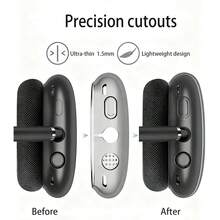 1 cặp ốp bảo vệ tai nghe màu đen trong suốt tối giản, mềm mại, chống trầy xước, tương thích với tai nghe Apple Max, ốp bảo vệ tai nghe Bluetooth. - Trong suốt màu đen - Xem 3