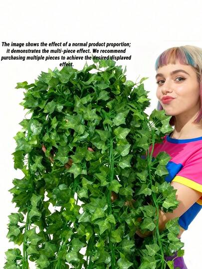 6pcs 82.7 Inch Artificial Evergreen Ivy Vines, Fake Green Plant Hanging Vines, Fake Evergreen Leaves, Green Vines, Plant Leaf Garland, Home Garden Decor, Evergreen Vines, Fake Plants, Roses, Decorative Style, Party Holiday Decor, Bedroom Wall Decor, Wedding Party Indoor Beautification Supplies