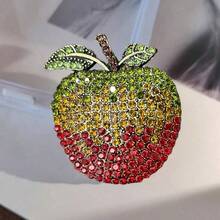 1pc Fashionable Cute Fruit Gradient Rhinestone Apple Alloy Brooch, Women's Stylish Coat Decoration Accessory - Gradient Apple Brooch - View 2