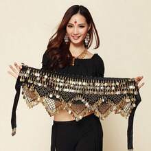 1pc Glitter Tassel Wavy Belly Dance Costume, Fashionable Shiny Sequin Skirt, Suitable For Carnival Performance, Party, Nightclub, Beach, Bohemian Retro Style - Multicolor - View 11