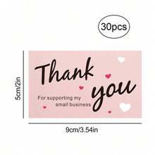 50pcs Gold Foil Thank You Cards, Business Decorative Sticker Labels, Gift Packaging Thank You Cards, Gift Packaging Thank You Message Cards - Pink - View 5