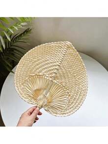 1把28/38厘米手工独特桃形竹扇，可折叠夏季扇，艺术清新设计，轻便天然竹编绿色扇子 - 彩色 - 查看 6