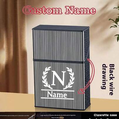 1pc Personalized 26 Letter Cigarette Case, 20 Capacity, Durable & Fashionable Men's Accessory, Ideal Gift For Father, Boyfriend Or Groom
