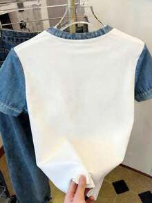 Camiseta de mujer de manga corta y cuello redondo con estampado de leopardo - Multicolor 4 - Ver 2