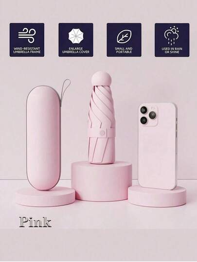 Ô mini kèm hộp bảo vệ, bền chắc, vật dụng cần thiết khi đi du lịch, chống tia UV, nhẹ và dễ mang theo, đóng/mở bằng tay, nhỏ gọn, vừa vặn trong ví/ba lô, phù hợp cho mọi lứa tuổi.