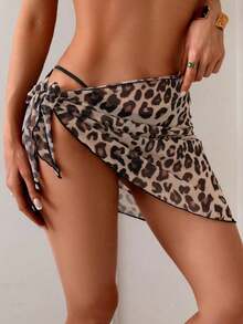 1 pieza Conjunto de pareo y falda de color café para vacaciones, moda de verano y playa - Multicolor 2 - Ver 3
