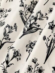 Vestido de verano con estampado floral elegante y lazo en la cintura para mujer - Albaricoque - Ver 6