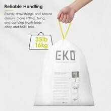 21 Gallon / 50-90 Liter, 60 Count Drawstring Trash Bags, Heavy-Duty Unscented Trash Bags, Easy-Dispense Roll For Kitchen & Home Use, Code G, White - 12.9 加侖袋裝/代碼 J - 查看 4