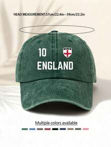 1pc Washed Baseball Cap With "ENGLAND 10" National Flag Logo Print, Best Gift Choice, Versatile Casual Fashionable, Highly Attractive All-Season Decorative Item, Must-Have Stylish Accessory - Washed Cap - View 11