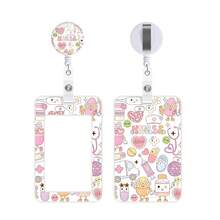 1pc Cute Nurse Print ID Badge Holder With Retractable Badge Reel, Kawaii Medical Themed Card Protector For RN, LPN, CNA, Nurses And Medical Students, Office Staff Work Accessories - Rectangle - View 13