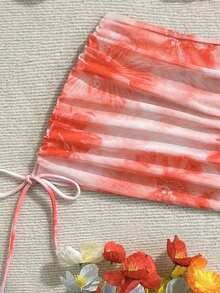 Conjunto de traje de baño de vacaciones para mujer, conjunto de vacaciones de verano para mujer, conjunto de playa para mujer - Rojo - Ver 5