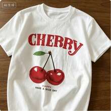 Playera Vintage "Cherry Vibes": Algodón Premium con Efecto Lavado y Gráfico Retro - Verano 2026 - Blanco - Ver 1