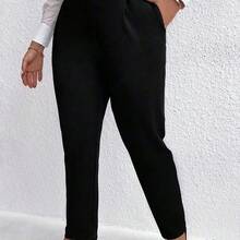 Plus Solid Slant Pocket Suit Pants Graduation,Back To School,Teacher Outfits For Women Winter Fall Autumn - Café integral - Ver 6