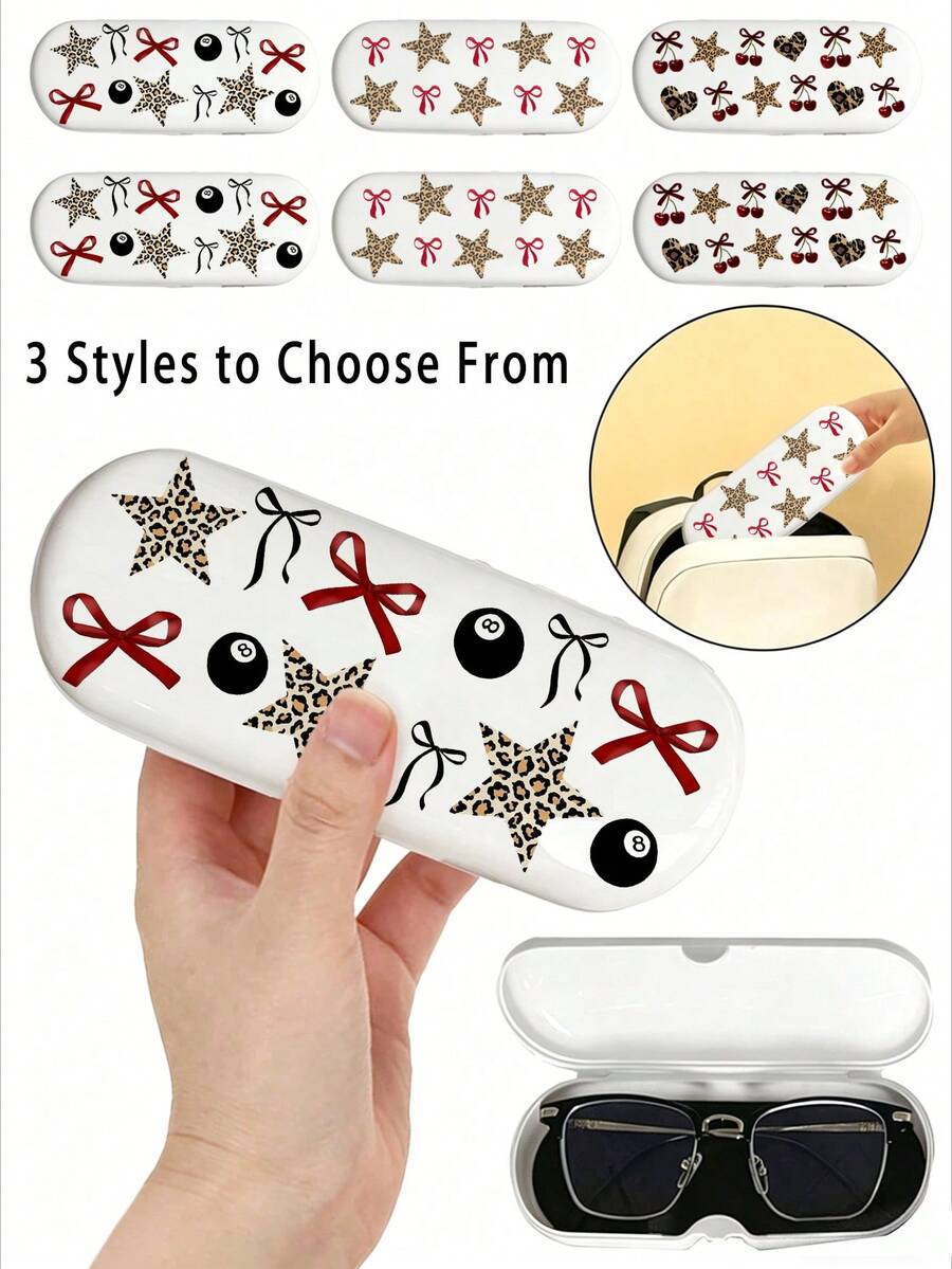 Bowknot Leopard Print Glasses Case, Ins Style Glasses Storage Box, Multifunctional Storage Box, Fashion Glasses Case, Brand New Minimalist Design, Portable, Waterproof, Dustproof, Suitable For Fashion Glasses And Prescription Glasses, Protective Glasses Storage Box, Unisex Glasses Organizer Box - Multicolor - View 1