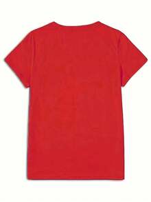 Printed With The Text Pattern "I Sought The Lord, And He Heard And Answered Me". Women's Casual Everyday Crew Neck Short-Sleeve Fashionable Sports T-Shirt With Printed Pattern, Comfortable To Wear; Women's Red Short-Sleeve T-Shirt - 紅色 - 查看 2