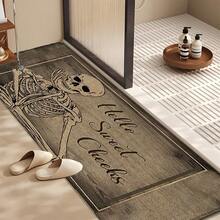 1pc Skull Pattern Printed Linen Kitchen Rug, Bathroom Mat, Doormat, 3D Printed Rectangle Carpet For Living Room, Bedroom, Hallway, Bathroom, Laundry Room - Polyester Rug For Indoor And Outdoor Home Decor - Multicolor - View 3