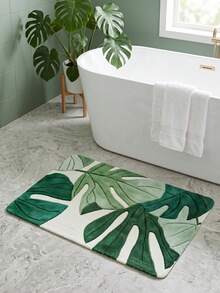 1pc Tropical Style Leaf Shaped Door Mat, Bathroom Floor Mat, Modern Home Decor Rug, Bathtub Side Mat - A - View 2