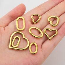 1 pieza Accesorio de joyería con cierre de resorte ovalado de acero inoxidable con forma de corazón, adecuado para conector de pulsera y collar DIY - hebilla de acero inoxidable - Ver 5