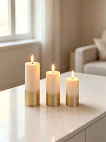 3pcs/5pcs Set Realistic Bullet Shaped LED Electronic Candle Lights, Romantic Atmosphere Lamp, Mini Night Light, Desktop Decor Suitable For Multiple Scenarios - Sprinkle With Gold Powder - View 9