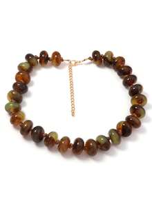Collar de cuentas bohemio y colorido de dopamina, hecho a mano con nudos, collar de cuentas grandes tipo ábaco, joyería casual para uso diario, playa y vacaciones - Multicolor - Ver 10