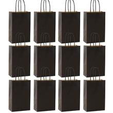 12 piezas Bolsas de papel kraft verde oscuro clásicas, minimalistas, de alta gama, estilo Ins, adecuadas para cumpleaños, bodas, regalos de negocios, festivales - verde oscuro - Ver 17