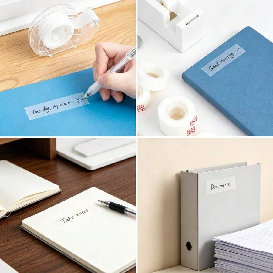 Set Pita Perekat Transparan Matte 1/3/6/12 Gulungan dengan Dispenser, Pemotong Pita Mini Genggam Portabel, Pita Perekat Bening Serbaguna, Cocok untuk Perlengkapan Kantor, Perlengkapan Sekolah, Perbaikan Kertas, Pelabelan, Pengemasan, Scrapbooking, dan Penggunaan Rumah Tangga Sehari-hari - Beraneka warna - View 1