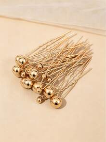 18 chiếc kẹp tóc cô dâu bằng hợp kim thủ công đính ngọc trai - Vàng - Xem 1