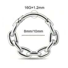 Khuyên mũi 16G bằng thép không gỉ 316L, khuyên xỏ lỗ mũi Daith, không gây dị ứng, mạ vàng 18K, trang sức xỏ khuyên cơ thể, khuyên mũi cho nữ. - xích - Xem 2