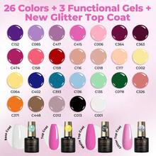 30PCS Gel Nail Polish Set, 26 Classic Colors Gel Polish Kit With Base Coat Glossy Matte And Glitter Top Coat Gel Nails Set All Seasons Collection Gift For Women - 30SET-2-summer - Xem 4
