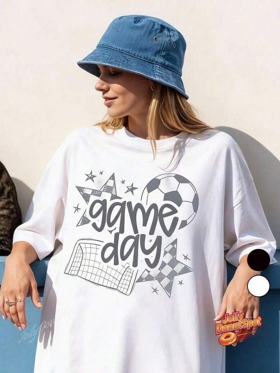 1 Football Match Day Jersey, 100% Cotton, Football Match Day Jersey, Gift For Mom, Suitable For Celebrations, Perfect For Running And Weekends. 100% Cotton Fabric, Birthday Gift For Mom, Dad, Friends, 180g 100% Cotton - 白色 - 查看 1