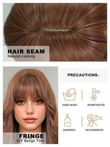 7JHH WIGS Extra Long Body Wave Mocha Brown Wig For Women 32 Inch Elegant Wavy Curly Wig With Bangs, Natural Looking Soft Fluffy Synthetic Heat Resistant Fiber Hair Wig For Daily Wear, Music Festival Party Use - 摩卡棕 - 查看 6