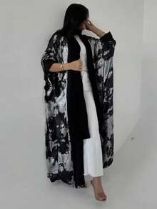 Mẫu Abaya Hồi giáo dáng rộng, thoải mái, kín đáo, in họa tiết vàng ánh kim, hàng mới về năm 2026, thiết kế cổ điển đa năng dành cho phụ nữ, phù hợp cho mọi mùa. - Nhiều màu - Xem 6