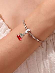 1pc Red Cherry Pendant Charm For Women's Bracelet/Bangle DIY Jewelry Making And Daily Matching - Style 7 - View 2