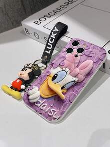 Disney Mickey Mouse Clubhouse Phone Case : 3D Fluffy Pattern Border Protector Phone Soft Phone Case With A Free Cute Mickey Bracelet Chain Lanyard, Mickey, Minnie, Goofy, Donald Duck, Daisy Duck, Pluto, For Apple 17 Promax 17 Pro 16 15 14 13 12 11 Pro Max XS Max X XR Soft Cover Summer Phone Case - 白色 - 查看 7