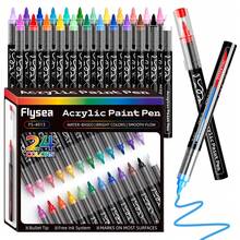 12/24/36 Pennarelli acrilici colorati, punta da 1-2mm, adatti per disegno/graffiti per adulti, applicabili per arti e mestieri fai-da-te - tessuto, legno, pietra, ceramica, metallo, ritorno a scuola - Set - Visualizzare 4