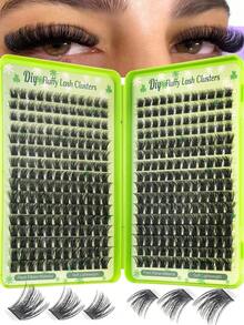 384pcs Cluster Eyelashes, Waterproof, Thick & Dense Eyelash Clusters, 8-16 Lashes Per Cluster, Soft & Lightweight, Eyelash Storage Book, Cluster False Lashes, DIY Eyelash Extension, Cluster Fake Lashes, Individual Fake Lashes, False Eyelashes - D - View 8