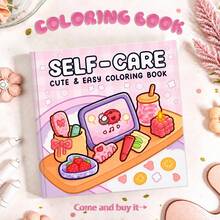 1pc New SELF CARE Coloring Book | Beginner-Friendly Tracing & Doodle, Includes Cute Small Items Patterns | Adult Coloring Book, Simple Relaxing Design, Adorable Characters To Relieve Stress, Thick & Non-Transparent, Suitable For Stationery, School Supplies, Perfect Gift For Girls, Wedding Season, Mother's Day - SELF CARE - View 2
