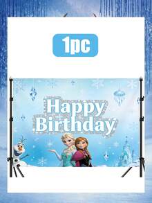 Disney 迪士尼冰雪奇缘生日快乐背景幕布，艾莎和安娜冰雪城堡横幅，适用于派对摄影和装饰，这款冰雪奇缘主题生日背景幕布将您的庆祝活动变成迷人的阿伦黛尔仙境，是您特别日子里的完美中心装饰。背景幕布上印有艾莎、安娜、雪宝、克里斯托夫和驯鹿斯文，背景是令人叹为观止的冰蓝色天空。 - 背景 - 查看 5