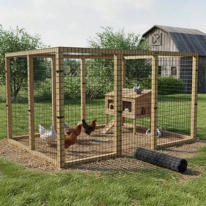 [Free Shipping] Vinyl Coated Hardware Cloth 36'' X 50' For Chicken Coops, Rabbit Run, Poultry Enclosures, 16 Gauge Galvanized Metal Mesh Roll, Black Protective Layer Heavy Duty Grid Construction-XY456089