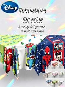Disney Cartoon-Themed Tablecloth, Waterproof And Oil-Resistant Party And Festival Celebration Event Use Tablecloth For Gatherings, Stain-Resistant And Thickened Model Featuring Cute Stitching Patterns / Spider-Man Patterns / Lightning McQueen Patterns Of Cars / Patterns. Reusable Rectangular Tablecloth, Suitable For Family Dining, Outdoor Picnics, And Gathering Decorations. It Is The Best Gift For Disney Fans, Durable And Easy To Clean. - Multicolor - View 1