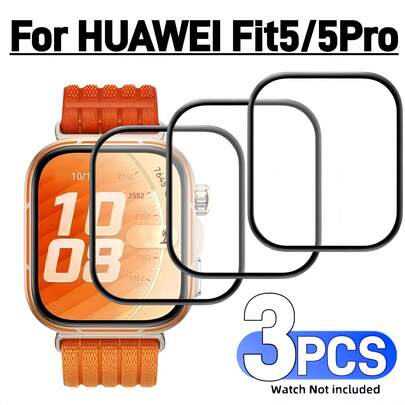 3pcs Screen Protector, Suitable For HUAWEI Fit5/Fit5Pro, Made Of PMMA Material (Non-Glass), Full Screen Coverage, New Design, Premium Smartwatch Accessory, Precise Fit, Bubble-Free.