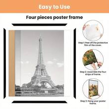 Set Of Three A2 Photo Frames, Suitable For A2/A3/30X40Cm Sizes, Designed In Black For A Photo Gallery - Features Slide-In Strips For Easy Mounting Either Horizontally Or Vertically - 3 Pcs Black - View 8