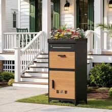 AYYDS Outdoor Mailbox With Parcel Compartment – XXL Parcel Box 107.7cm With Flower Tray, Weatherproof Stainless Steel Mailbox For Letters & Parcels, With Lock & Anti-Slip Mat - A - View 2