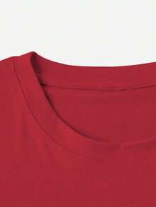 Cute 90s Vintage Goose Design T-Shirt, Comfortable Short Sleeve T-Shirt With Cartoon Letter Print, Suitable For Various Occasions, As A Gift For Festivals, Birthdays, Music Festivals, Casual And Versatile Wear, For Beach Vacations, Simple And Fashionable, Suitable For Daily Wear By Women And Girls. -High-Quality Breathable - 紅色 - 查看 4
