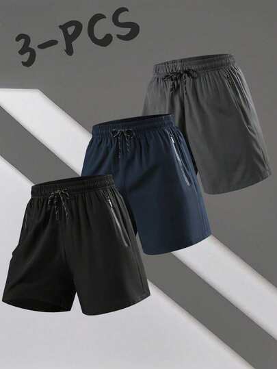 Bộ 3 quần short thể thao nam, quần short đa năng ngoài trời, thoáng khí, nhanh khô, thích hợp cho chạy bộ và tập thể dục.