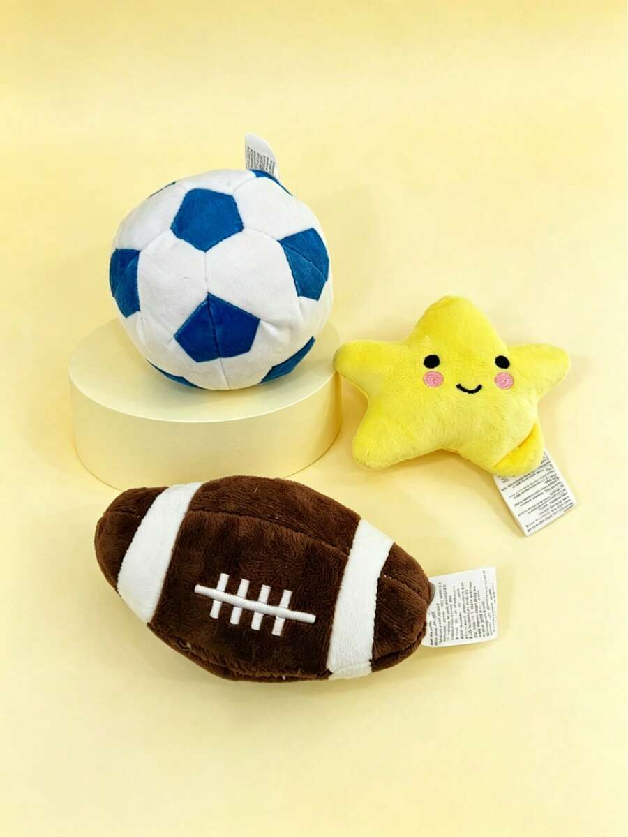 Dog Toy Ball - Squeaky Chewable Football, Rugby Ball, Star Dog Toy ...