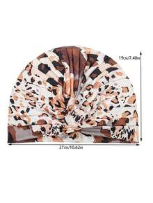 1 chiếc băng đô turban thắt nút xoắn in họa tiết thời trang mới, mũ len xếp ly mềm mại, co giãn, sành điệu dành cho nữ. - in ấn - Xem 2