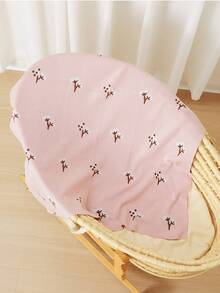 100% Cotton Plum Blossom Pattern Knitted Baby Blanket, All Season Newborn Swaddle Stroller Blanket, Essential Infant Necessities - Pink - View 4