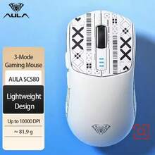 AULA SC580 Ultra-Light Wireless Gaming Mouse, With RGB Lighting, 3 Modes (Bluetooth/2.4G/Type-C), 10000 DPI, Long Battery Life, Ergonomic Design, Suitable For PC And Laptop - View 11