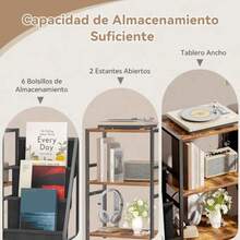 FURRIFIC Mueble para Tocadiscos Librero Minimalista, Estante Organizador con Dos Repisas para Exhibición y Almacenamiento, Base Ajustable, para Oficina, Salón, Dormitorio - como en la imagen - Ver 4